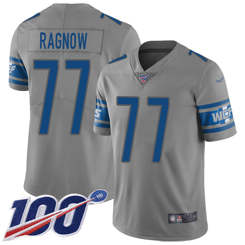 Detroit Lions Limited Gray Men Frank Ragnow Jersey NFL Football #77 100th Season Inverted Legend